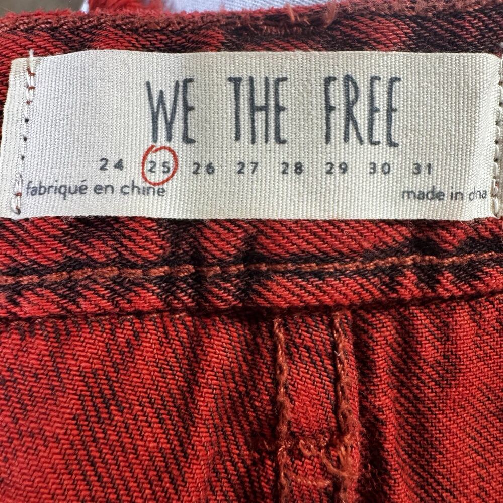 Free People Red Distressed Cutoff Shorts Button Fly Boho Festival Y2K 25 NWT - Picture 9 of 10